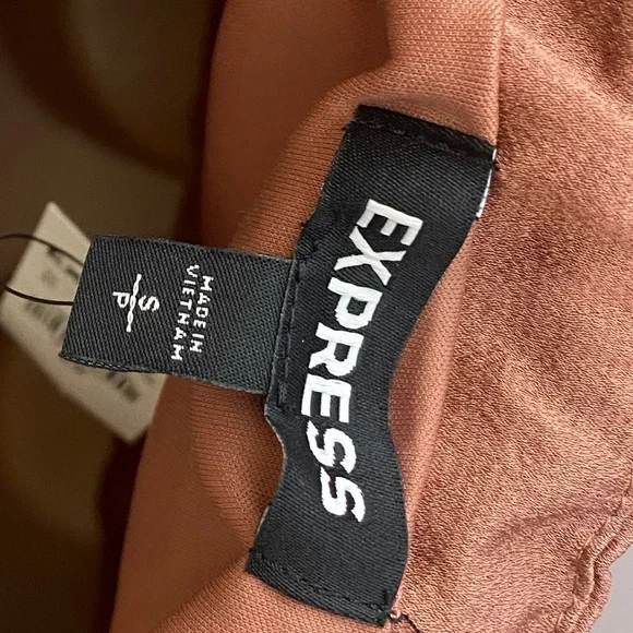 Express Strapless Asymmetrical Hem Vintage Golden Brown Dress NWT Small - Picture 3 of 3